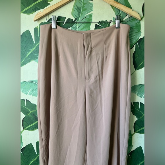 Intempo Slit High Waisted Wide Leg Pants Tan Womens 8 - Picture 4 of 10